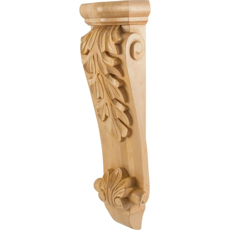 Hardware Resources 7" Wx3-3/4"Dx22"H Rubberwood Low-profile Acanthus Corbel CORK-4RW